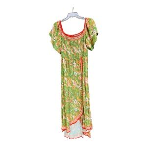 Flying Tomato Women's Bohemian Tropical Paradise Off Shoulder Dress SZ M
